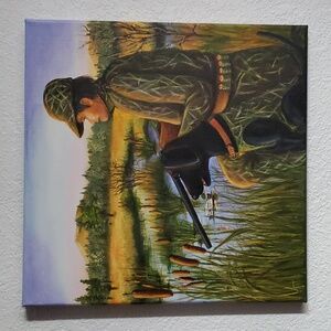 Origional Art Oil Painting 'Waiting Hunter'